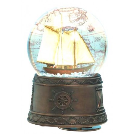 Barco de vela musical con bola de nieve