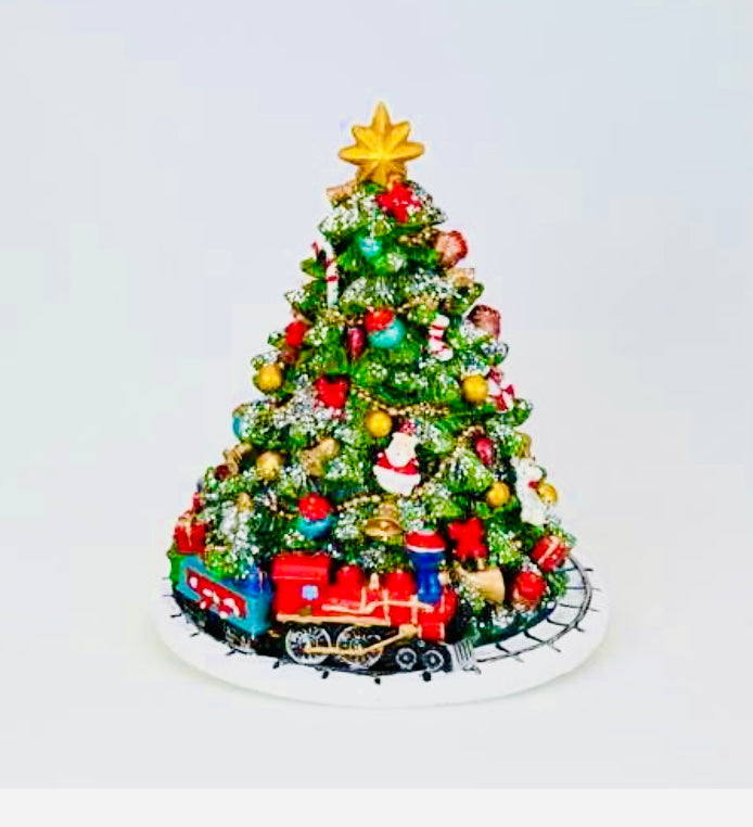 Árbol de Navidad con tren