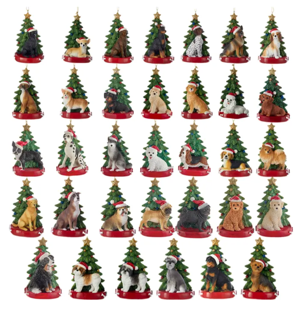 Cane con Albero di Natale