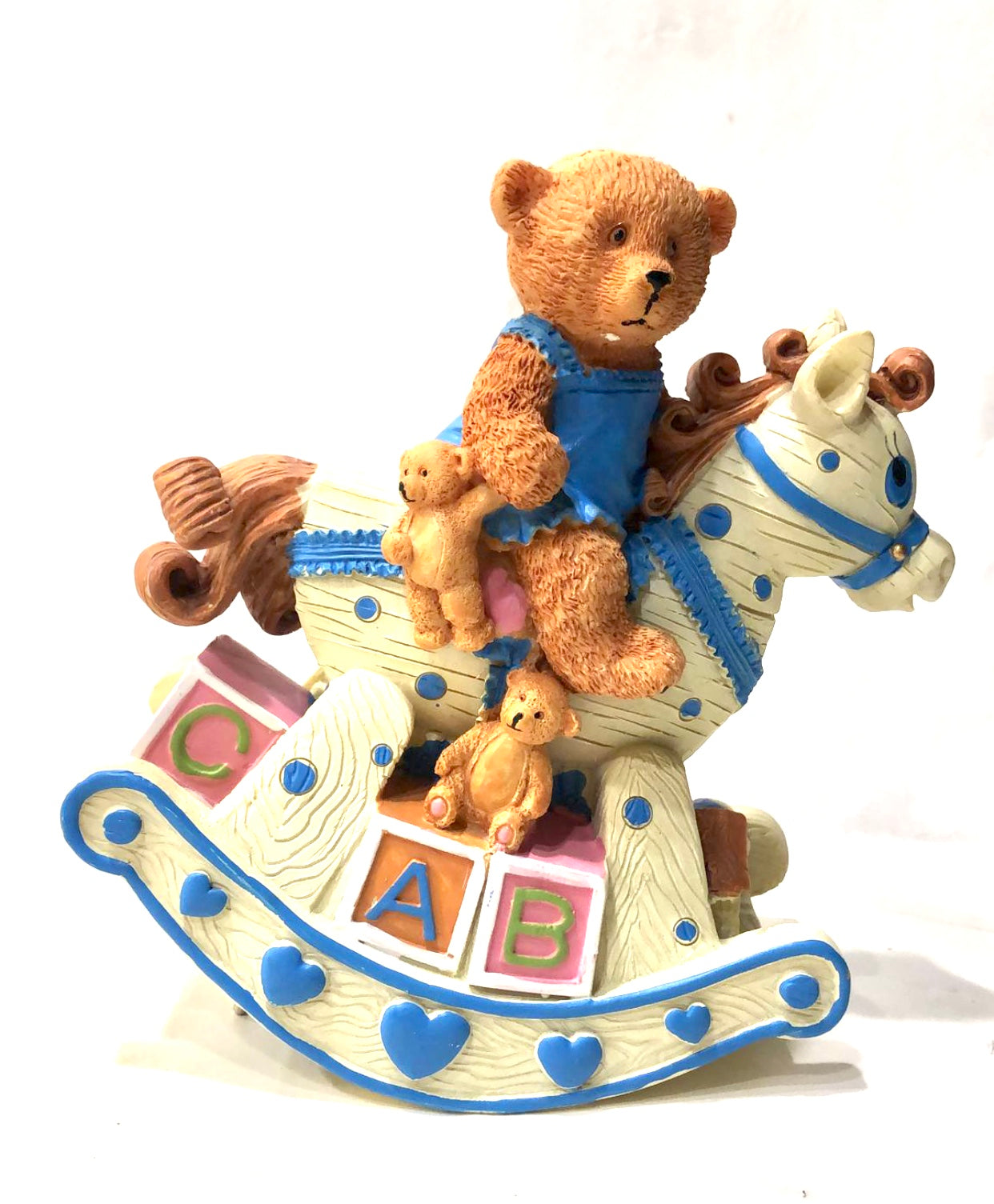 Caja de música con forma de oso y caballo balancín
