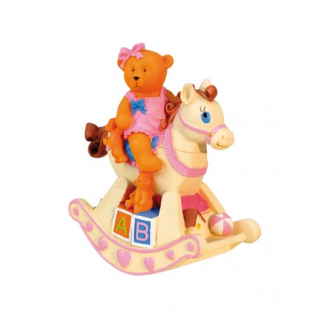 Caja de música con forma de oso y caballo balancín