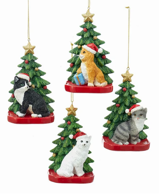 Gatto con albero di Natale