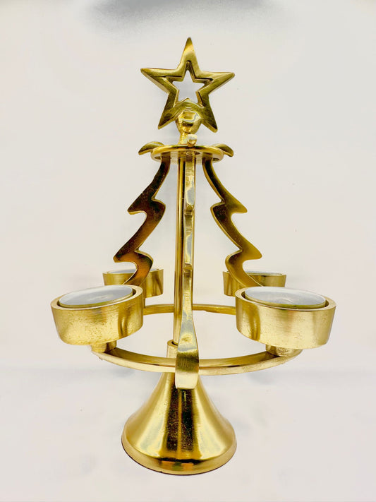 Golden tree candle holder